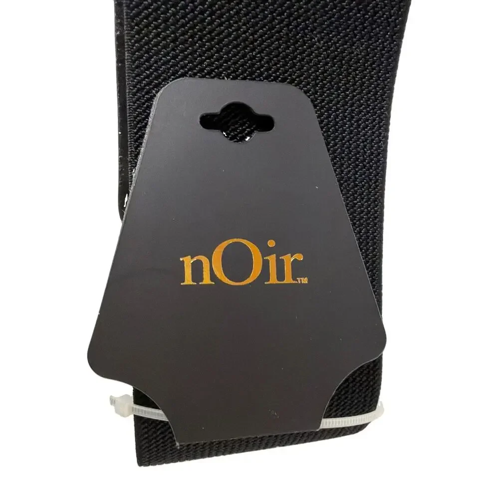 nOir Black Wide Stretch Belt XL Rhinestone Bow Elastic Waist Cinch NWT